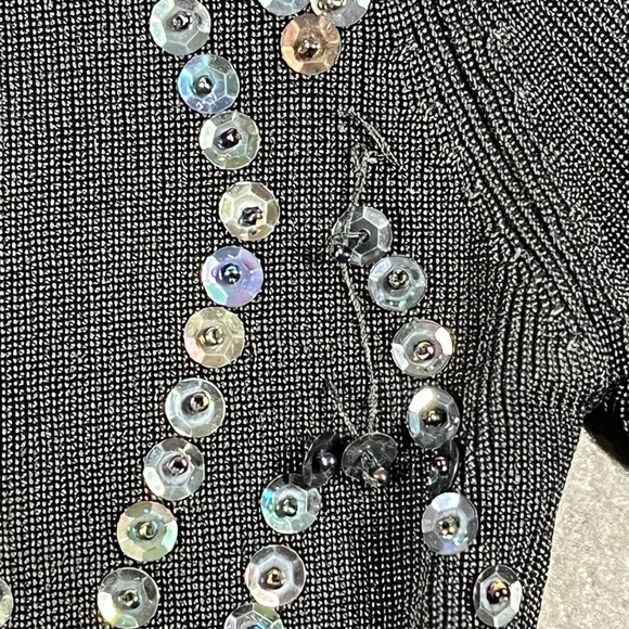 Sweaterworks Black Sparkle Sequin Embellished‎ Knit Long Sleeve Top Medium - Picture 5 of 10